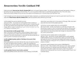 Neville Goddard Resurrection PDF